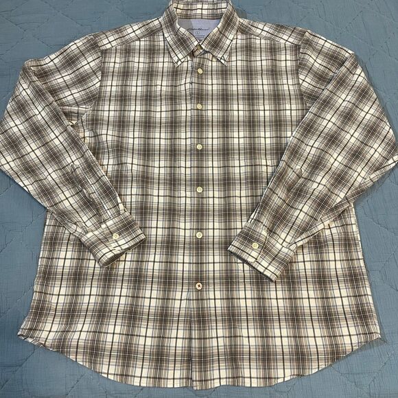 Eddie Bauer Men’s Large Vintage Wash Plaid Long Sleeve Button Down Shirt - Picture 1 of 3